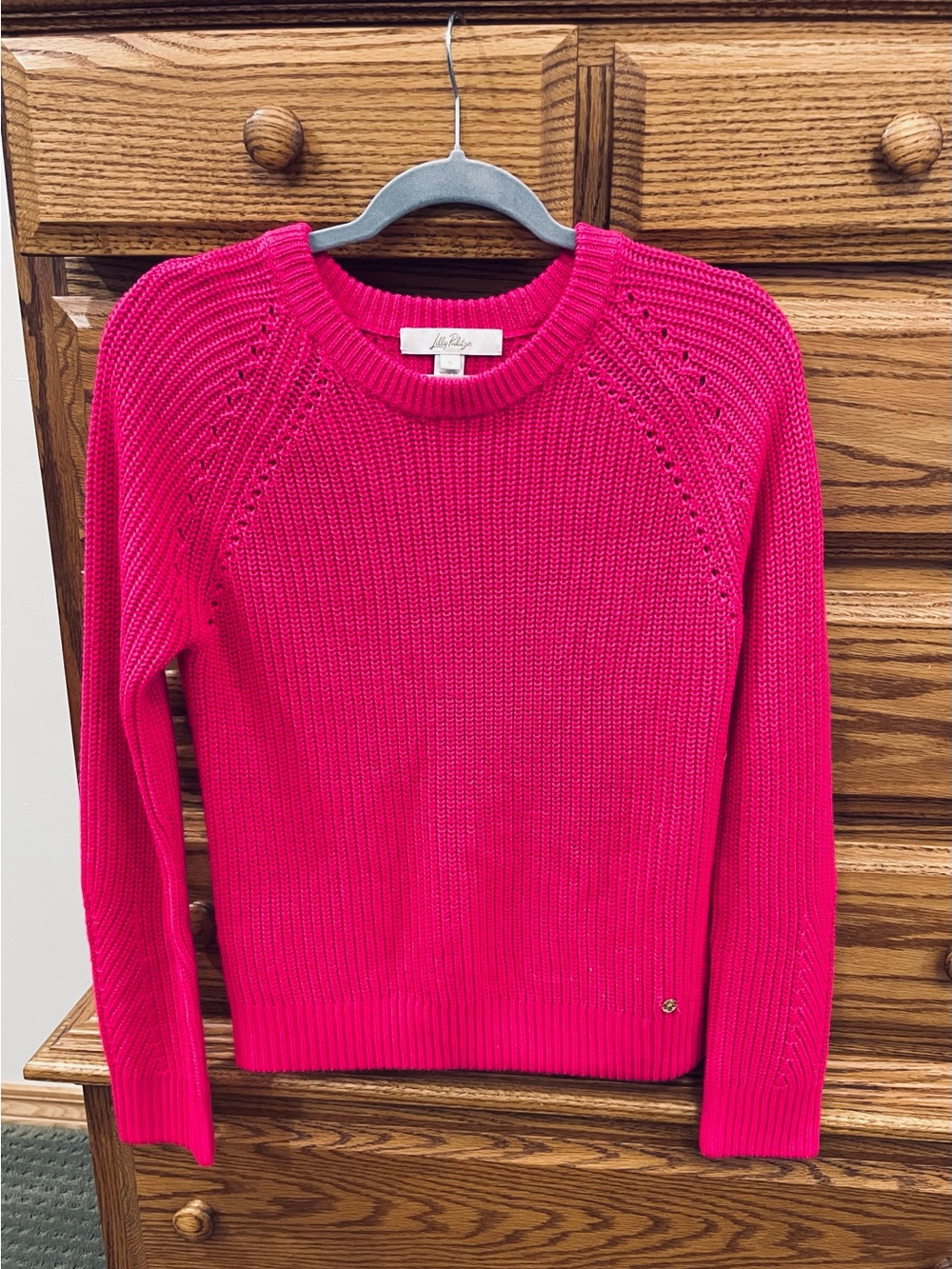 Lilly Pulitzer Bright Pink Crewneck Sweater Lightweight